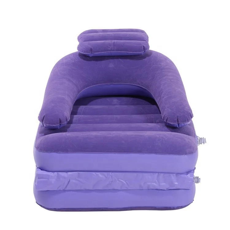 Best selling purple inflatable sofa bed indoor outdoor furniture folding inflatable lazy sofa chair with backrest