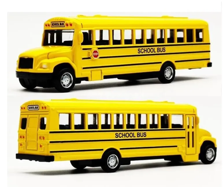 Yubon Diecast Alloy School Bus Kids Toy Car Inertia Vehicle Model Toys Pull Back Car Boys Educational Toy for Children Gift