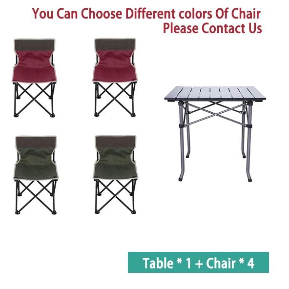 YILU Outdoor Camping Portable Folding Dinning Table Set With 4 Chairs Combination