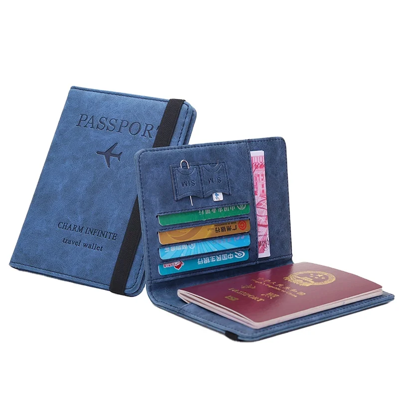 High Quality Custom Logo Pu Leather Passport Cover Rfid Blocking Passport Holder Travel Wallet With Card Case