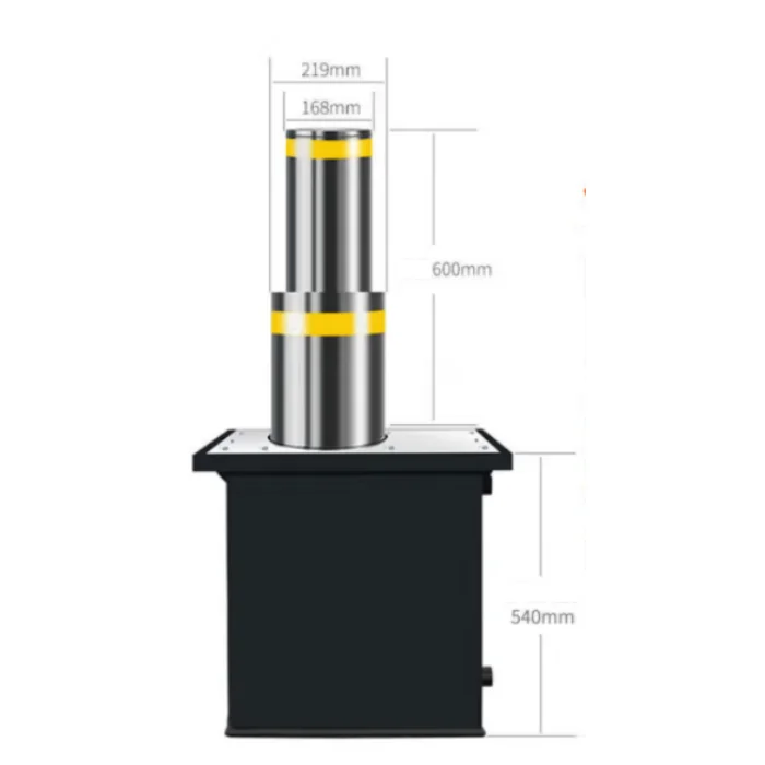Electric automatic 219mm hydraulic retractable rising bollards road traffic blockers hydraulic bollard with led
