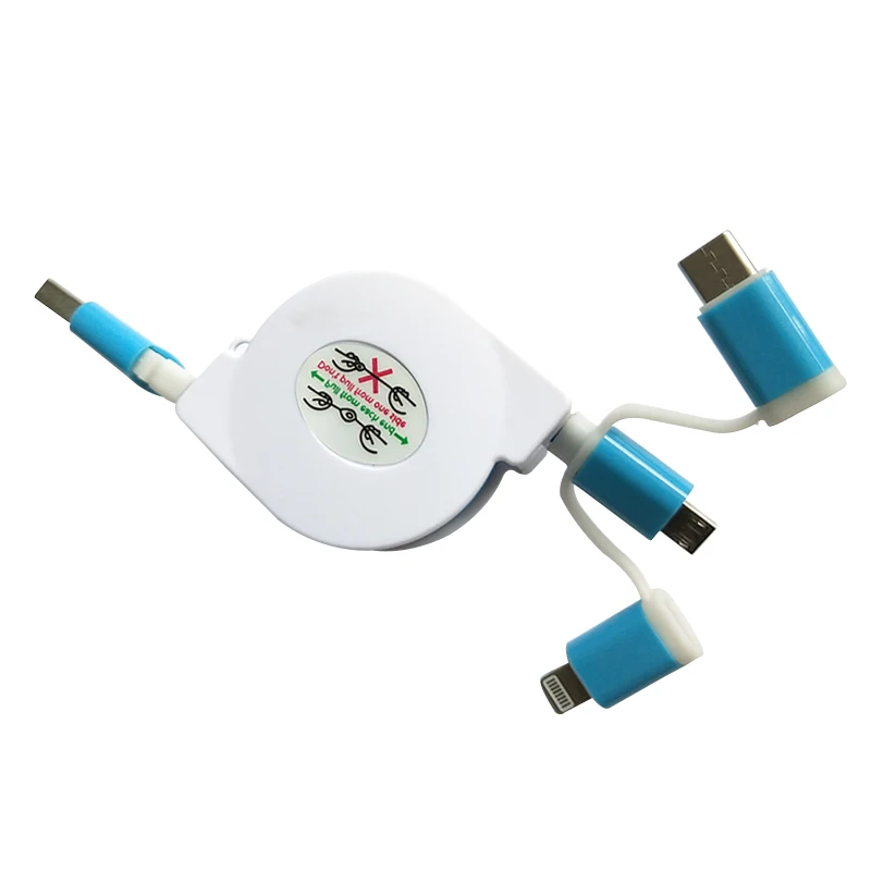 2021Hot Sale three in one mobile data cable 1m mobile charging cable USB to TYPE C charging data cable