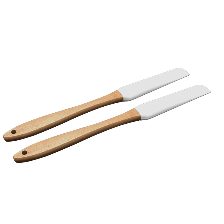 Food Grade Wood Handle Silicone Kitchen Scraper Bake