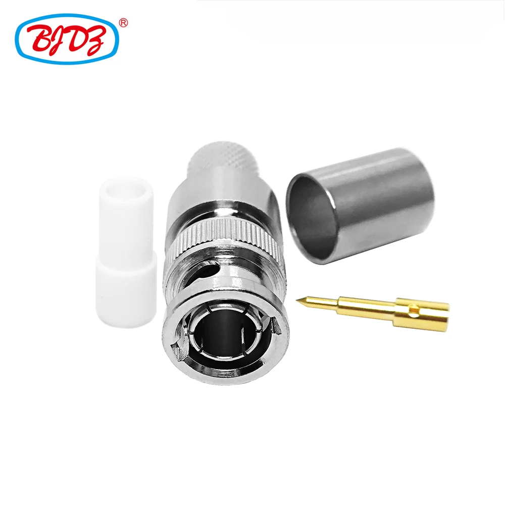 Factory supply BNC type connector rf coaxial bnc male plug crimp for  rg214 cable BNC crimpable coax connector in stock ROHS