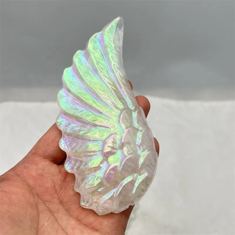 Natural Crystals Healing Aura Clear Quartz Angel Wings For Home Decoration