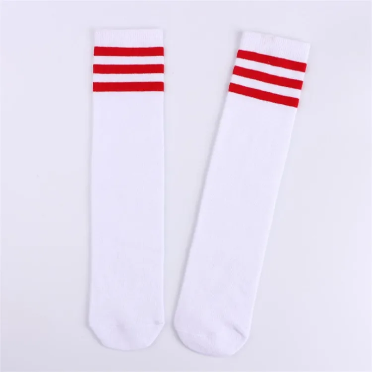 Kids Boy Girl Students Sports Knee High  School Uniform  Striped White School Socks