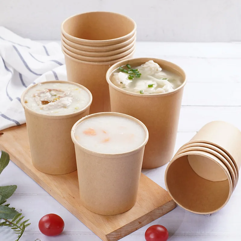 Printing Custom Ice Cream,  Kraft ice cream Paper Cups, Porridge Paper Bowls Paper Ice Cream Cup With Lid