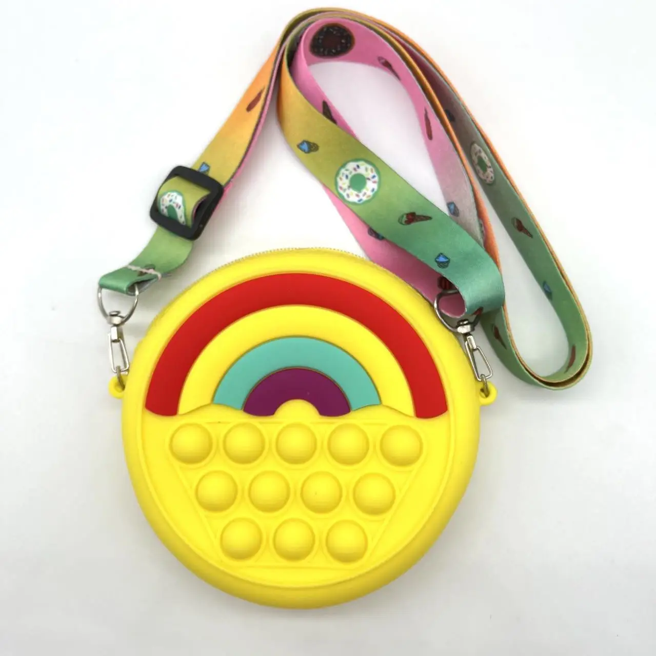 Girls soft silicone push bubble poppet crossbody hand money bag kid unicorn fidget toy push pop it coin purse