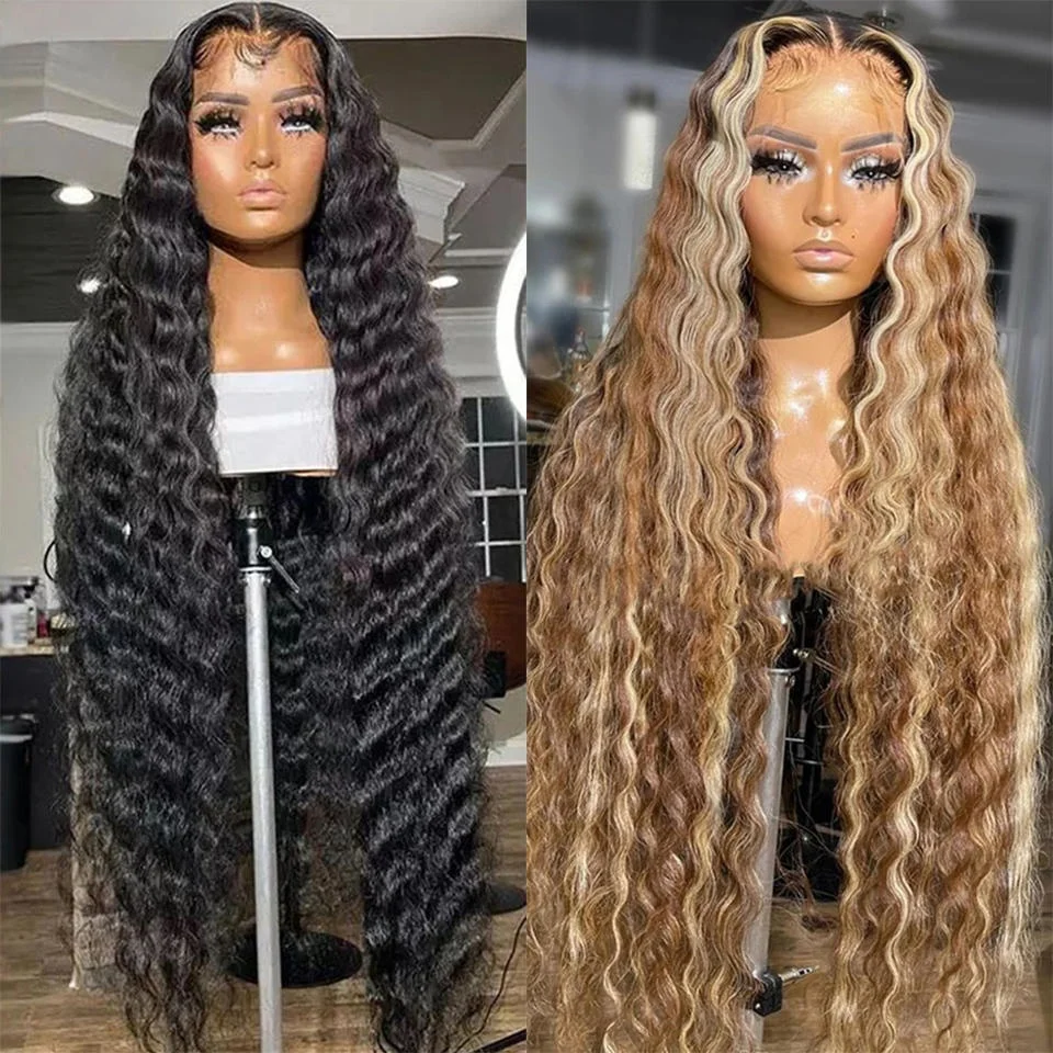 30 Inches Long Raw Indian Hair Wigs Black Curly Hair Wig Transparent Lace Frontal With Adjustable Elastic Band