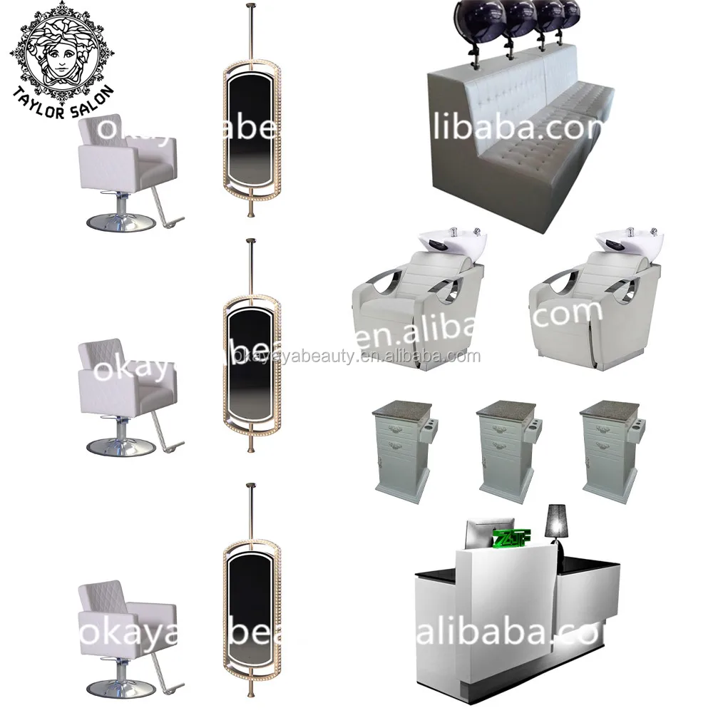 Wholesale barber supplies salon furniture set mirror station shampoo hair stylist chair barber+chairs