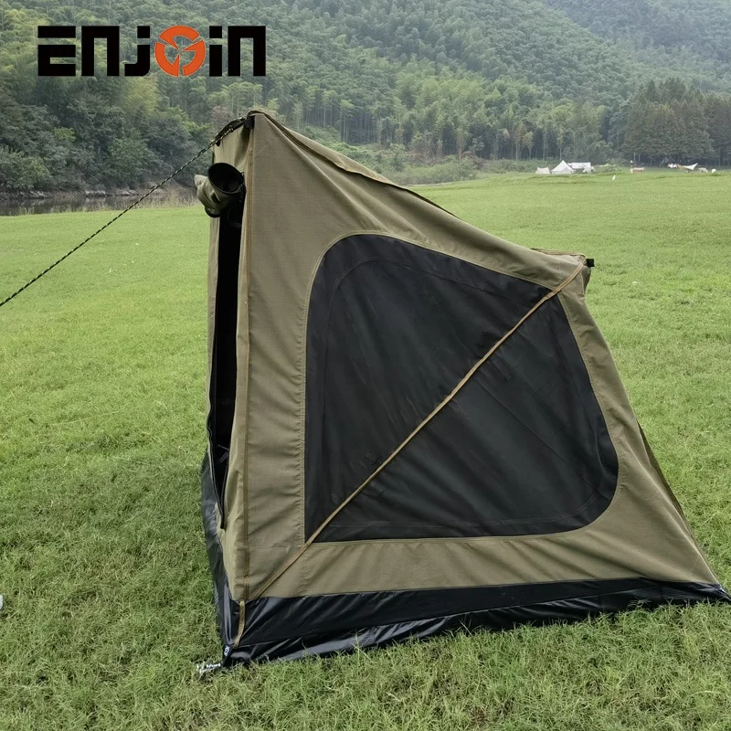 ENJOIN New Model Quick Pitch Tent 4X4 Hunting With Awning Canvas Tent Fabric Stretch OZ Tent