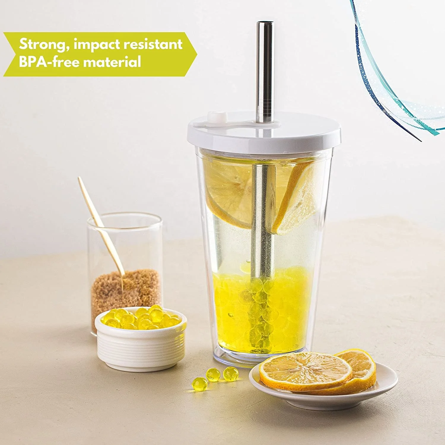 hot sale clear 16oz acrylic double wall customized logo plastic boba tea drinking cup reusable bubble tea cup