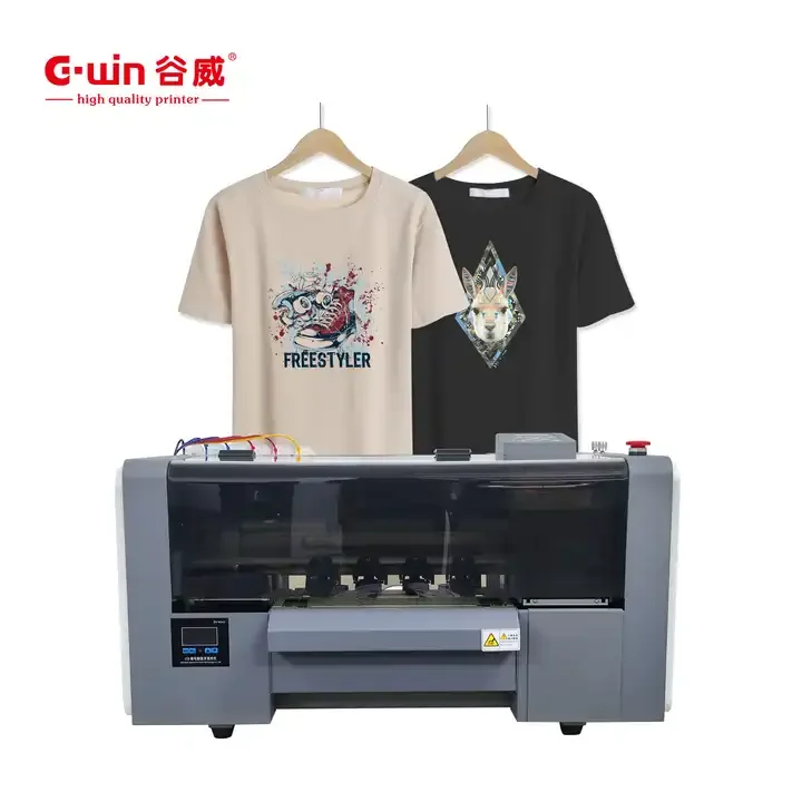 Gwin 7 Colors XP600 Dual head T-Shirt Printing Machine 30cm A3 DTF Printer with Powder Shaker and Dryer