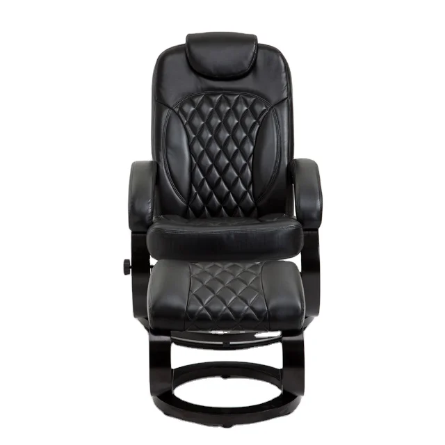 Verified Supplier Trend  Luxury Black Multi-position Leather  Swivel Reclining Recliner Chair with Footrest Ottoman