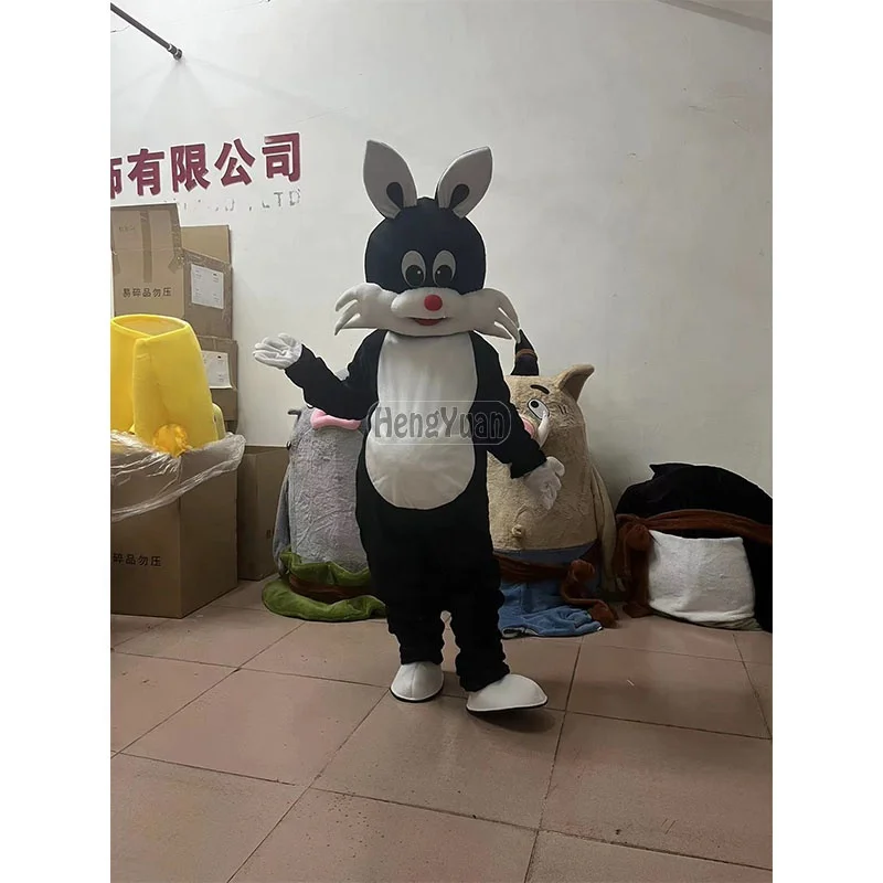 Hengyuan Custom Animal Black Bunny Costumes for Easter Party Decor Cosplay Unisex Real Picture Bunny Rabbit Mascot Dresses