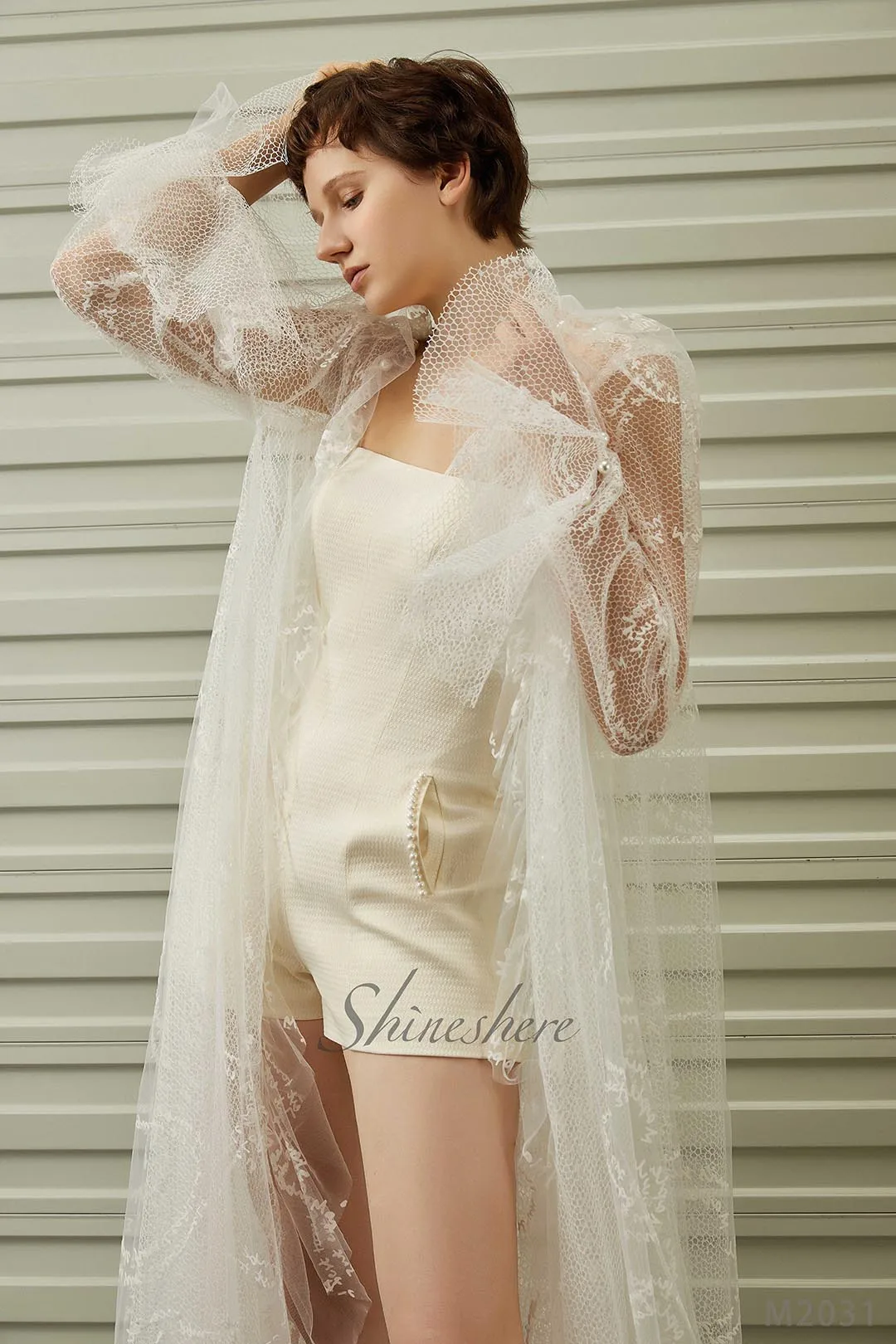 Evening Dress strapless neckline short jumpsuits beautiful lace beaded coat prom gown causal Vestido robe de soiree mini dress