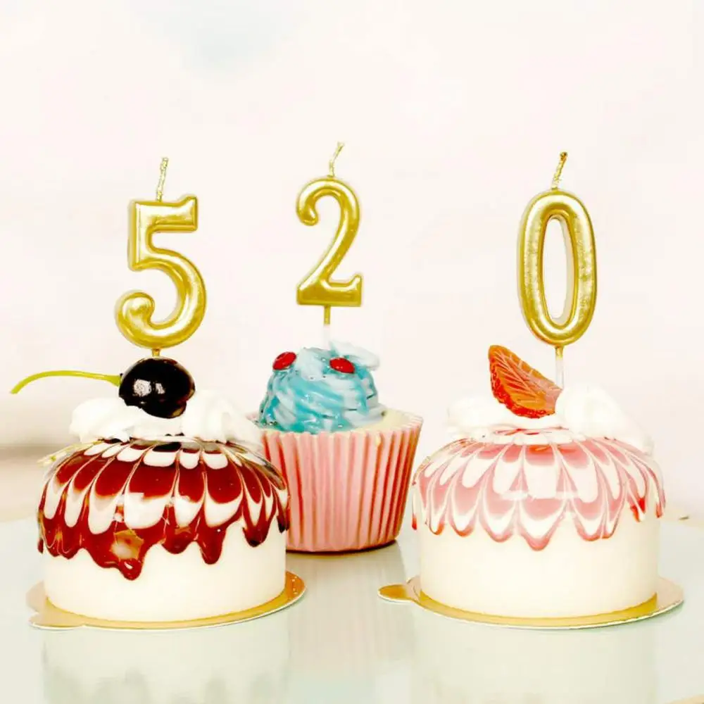 Factory Price Gold Color Cake Age Birthday Candle Number