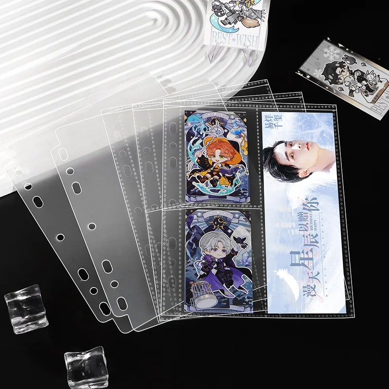 Wholesale a5 7 holes card book clear sleeves folders photo sleeves loose leaf pockets protector for 2/3/6 rings binder