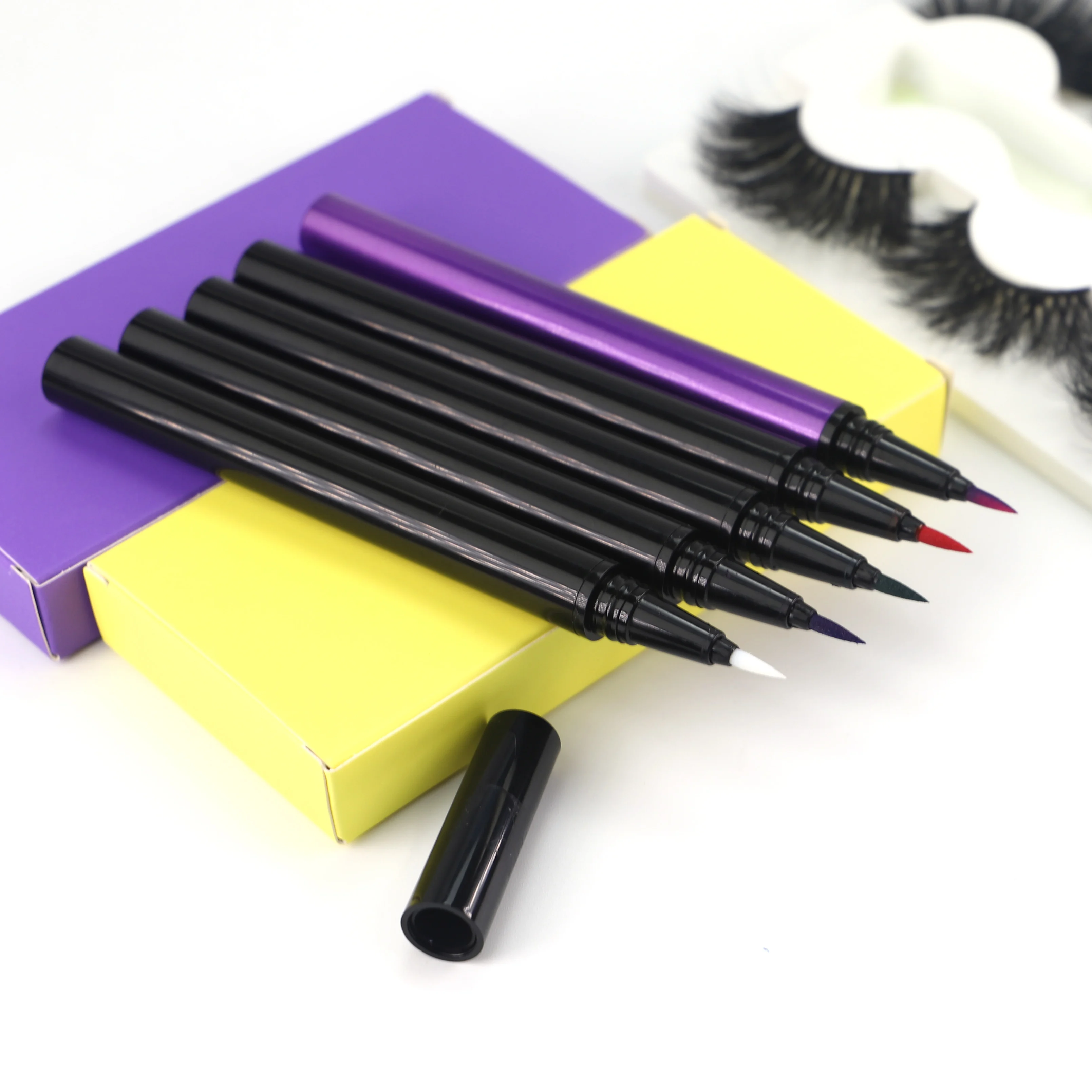 Private Label Liquid Adhesive Eyeliner Pen Color Glitter Neon Eyeliner Glue Water Activated Magnetic Eyeliners