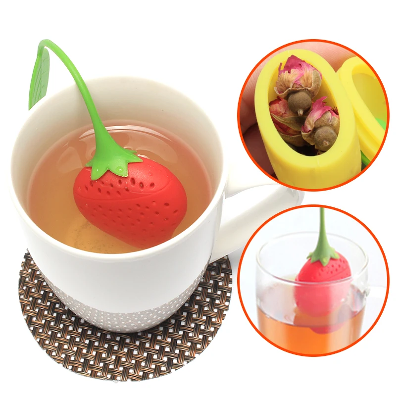 Helping Strawberry Shape Silicone Tea Infuser Creative Tea Strainer Portable Tea Filter