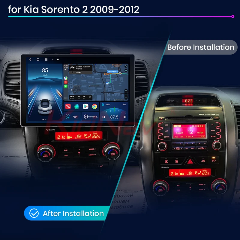 Автомобильный мультимедийный DVD-плеер Kirinavi Carplay 14 0 Android 13 1 дюймов магнитола для Kia Sorento 2 XM 2009 2012 GPS-навигация