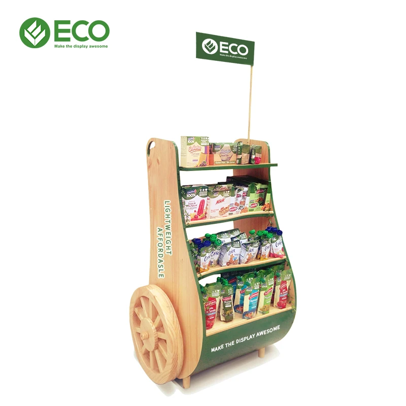 Cheap Price Floor Standing Plywood Wood Display Shelf Drink Wine Light Wooden Display Racks