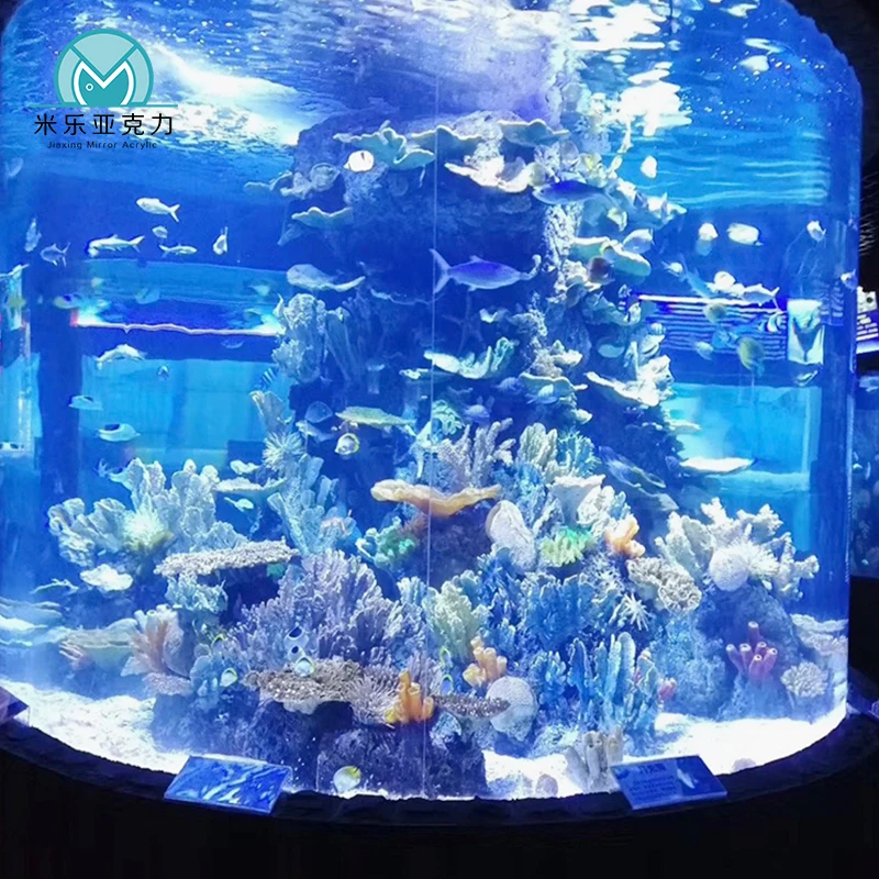 Manufacturer professional promotional modern style tall round acrylic coral fish tank