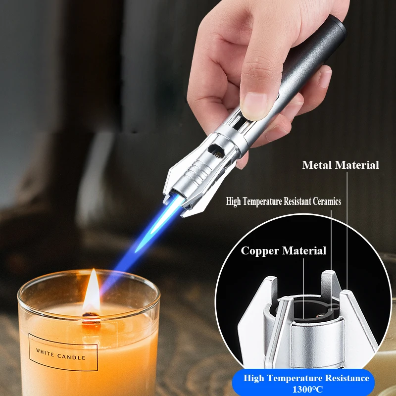 2024 Business Gift Creative Clip - Pocket-Sized Torch Fire Torch Butane Gas Jet Cigar Windproof Lighter