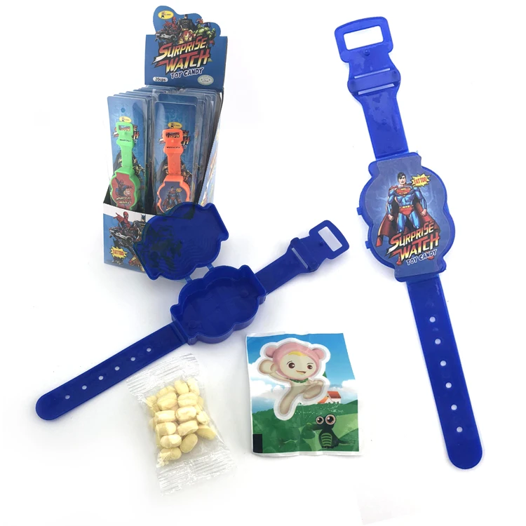 Игрушечные часы супергероя с фруктовыми твердыми конфетами для детей
