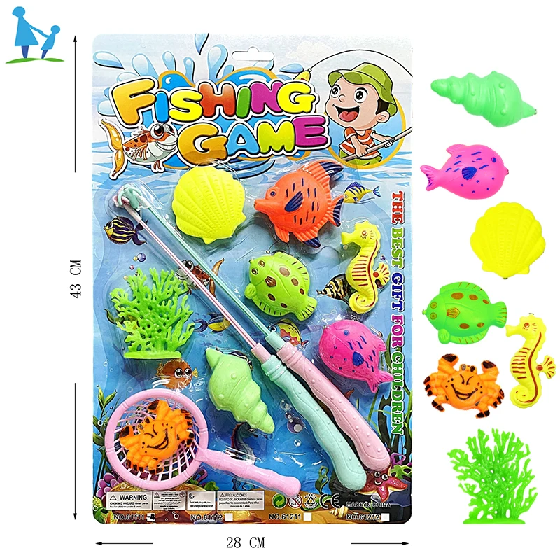 Colorful Funny Plastic Magnetic Fishing Game Pretend Play Summer Beach Toys with Fishing Rod for Toddler