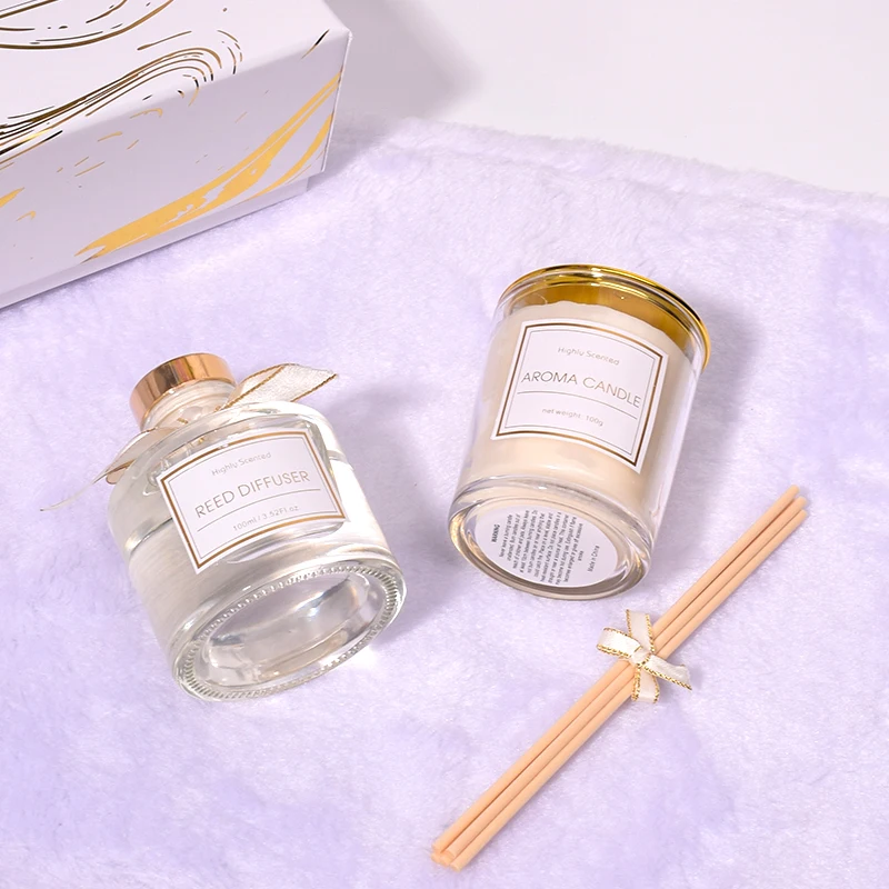 Vela perfumada Scented candle gift set luxury reed diffuser reed diffuser candle black set reed diffuser and candle set