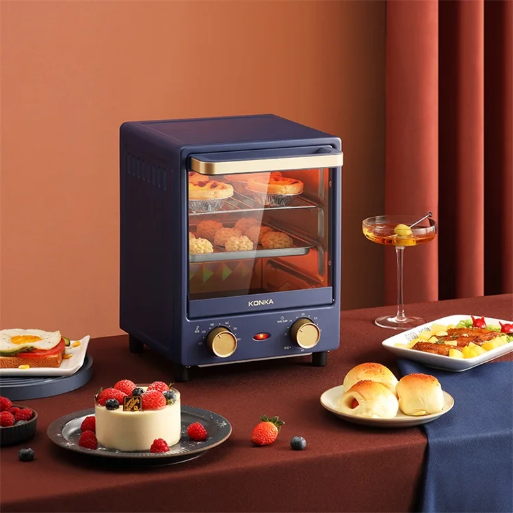 KONKA Home Kitchen 800w 12L Electric Deck Oven Portable Mini Toaster Convection Pizza Stove Baking Cake Bread Electric Oven