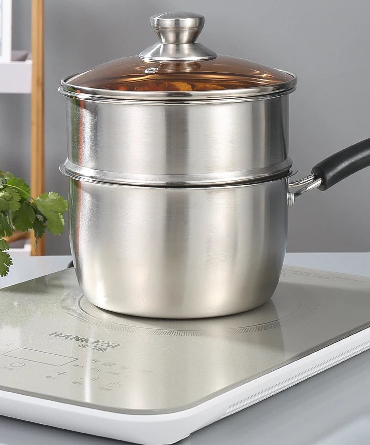Hot sale Popular stainless steel 2-layer steamer Pan steamer pot Hot Pot utensils fast heated edible Boil milk pan
