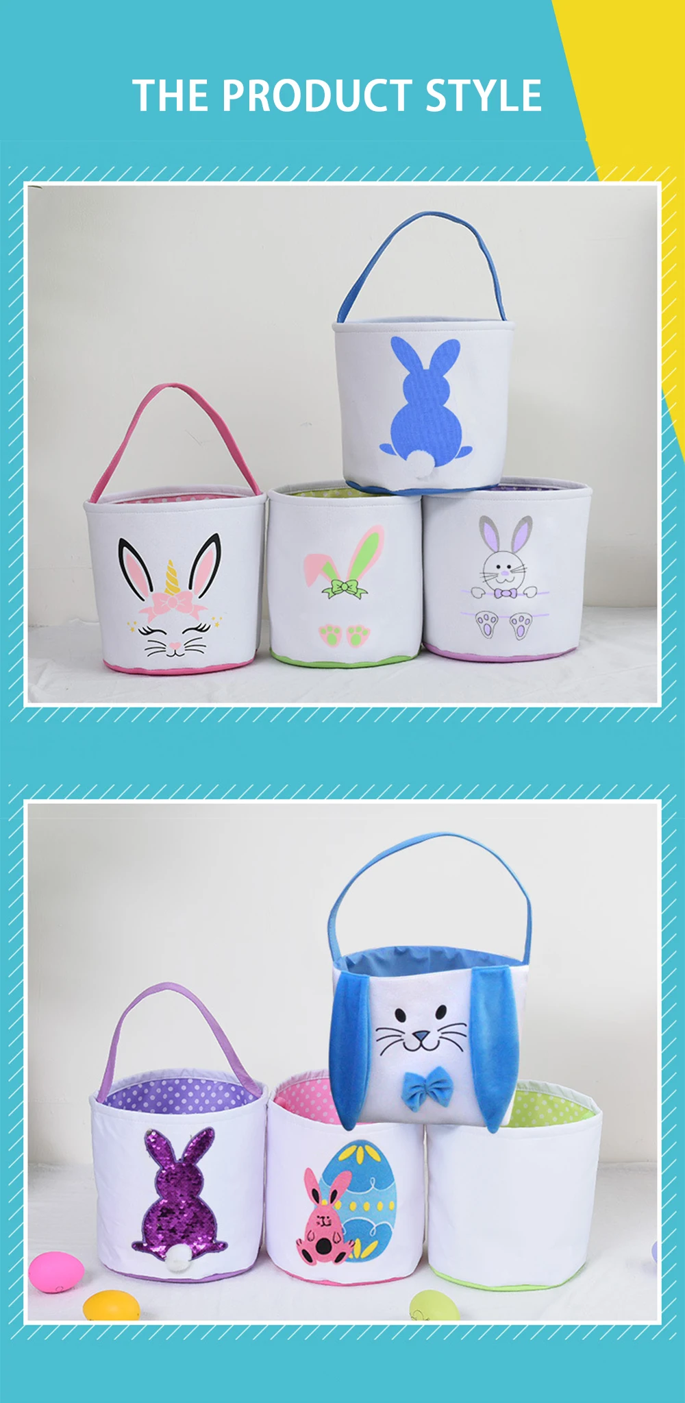 Walcold Easter 2022 For New Amazon Canvas Bag Diy Rabbit Ears Decoration Gift Bunny Bag Easter Bucket Of Easter Basket