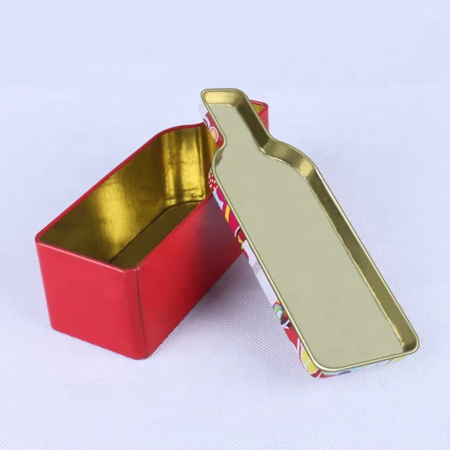 Подарочная жестяная коробка в форме винной бутылки с логотипом на заказ для печенья и конфет