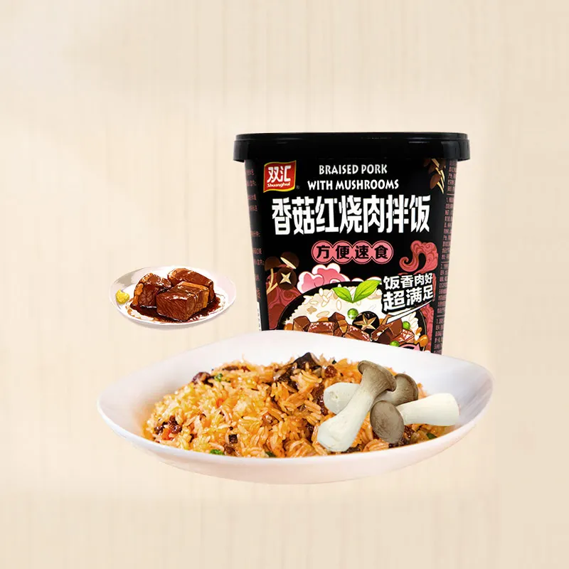 Оптовая продажа китайская супербрашеная свинина Shuanghui с грибами блюда Bibimbap рисовая еда самонагревающийся мгновенный