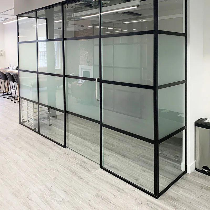High quality aluminum partition manufacturer price customization office tempered French glass partition wall