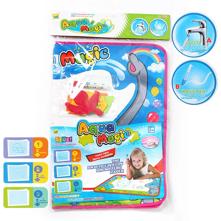 80*60cm Children Kids Toys Non-Toxic Drawing Water Doodle Mat Bring Magic Pens Painting Writing Color Magic Drawing Pad Toy
