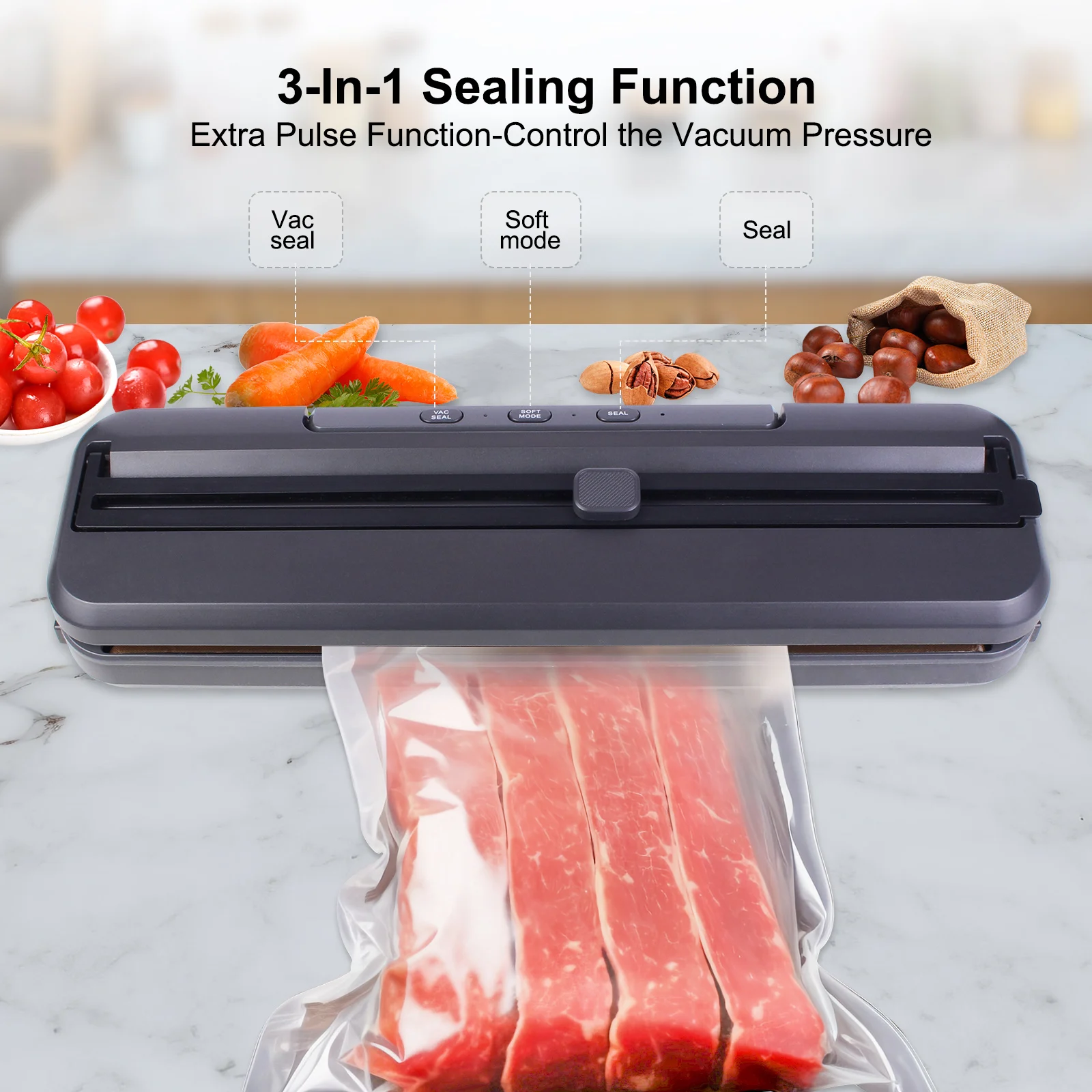 Multifunction  Vacuum Food Sealer For Food Preservation with bag cutter