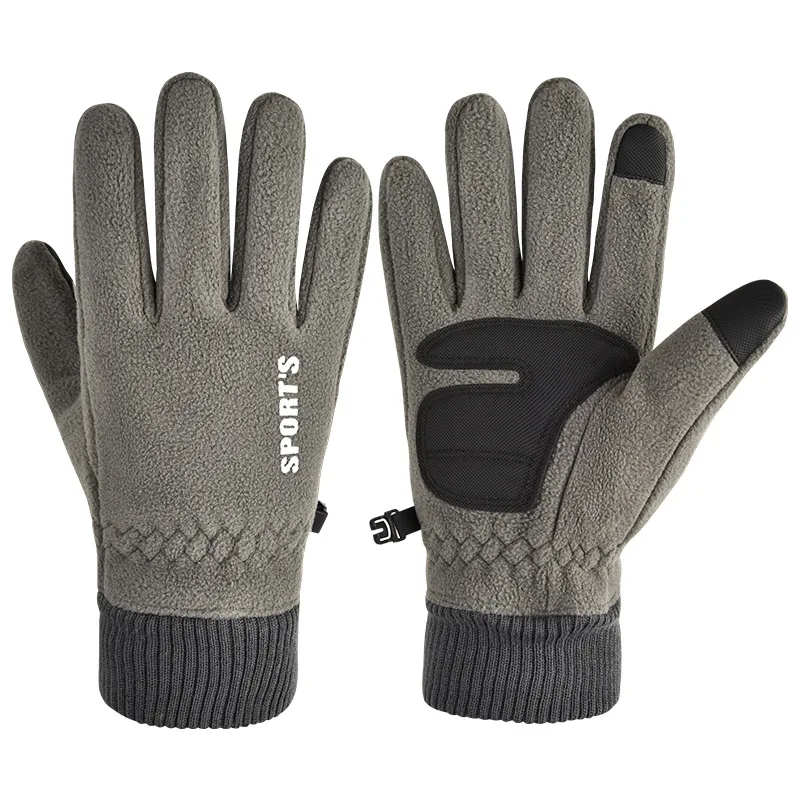 Мужские зимние перчатки с флисовой подкладкой, Нескользящие флисовые перчатки с подкладкой для сенсорного экрана