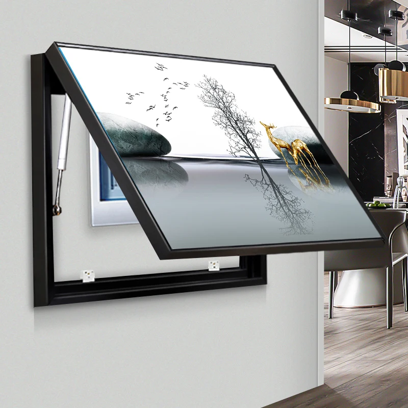 Home Decor Punch Free Framed Electric Meter Box Wall Art Luxury Still Life Golden Deer Print Distribution Box Hanging Painting