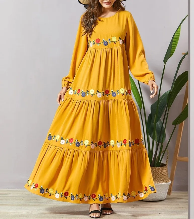 With Embroidery Elastic Sleeves Women Breathable Casual Dresses Fashion OEM Customized Summer Mini Woven Best Seller Soft Cotton