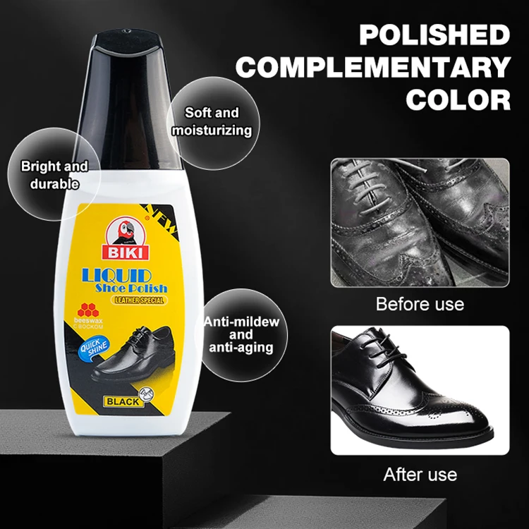 BIKI Wholesale Price Fast Delivery OEM Leather Care Oil 75ml Neutral Brown Black Liquid Shoe Polish