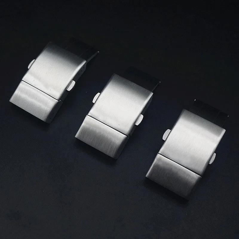 19mm Diver Watch Clasp Brushed Steel Folding Watch Buckle Deployment Clasp Push Button Clasp Watch Band Buckle Stainless Steel