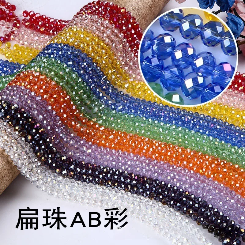 High Quality 4/6/8/10mm Transparent Faceted Round Crystal Glass Rondelle Loose Beads For Jewelry Making Diy