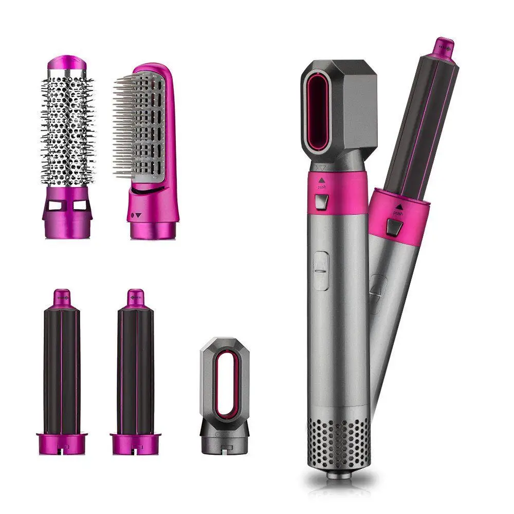 2021 Multifunctional Hot Air Brush Styler 5 in 1 Auto-Rotating Curling One Step Hot Air Hair Dryer Brush