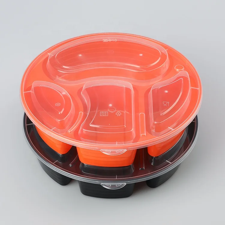 SZ-858 пластиковый одноразовый Ланч-бокс bento с 5 отделениями