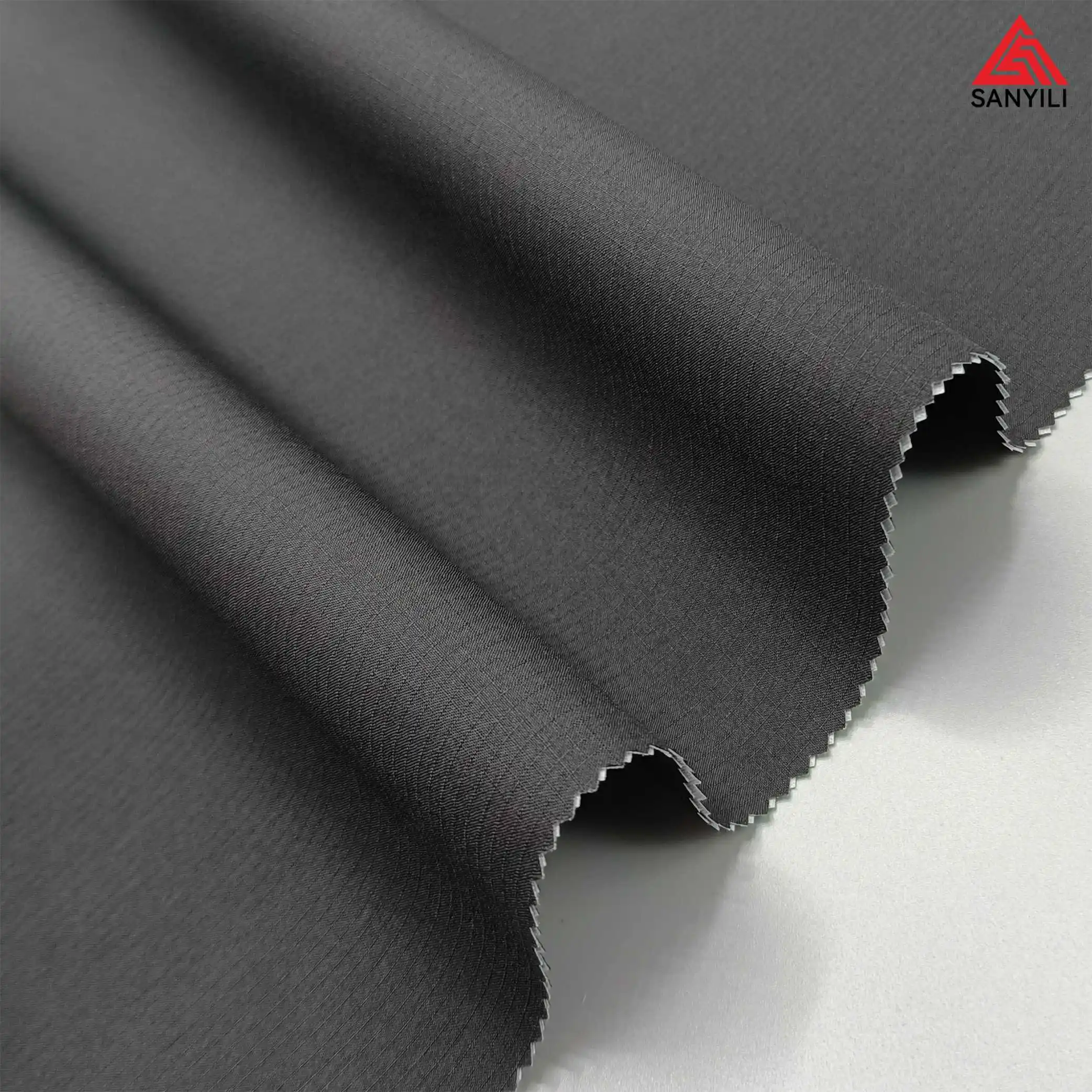 50D 100%polyester pongee fabric check high elastic waterproof fabric for winter jacket