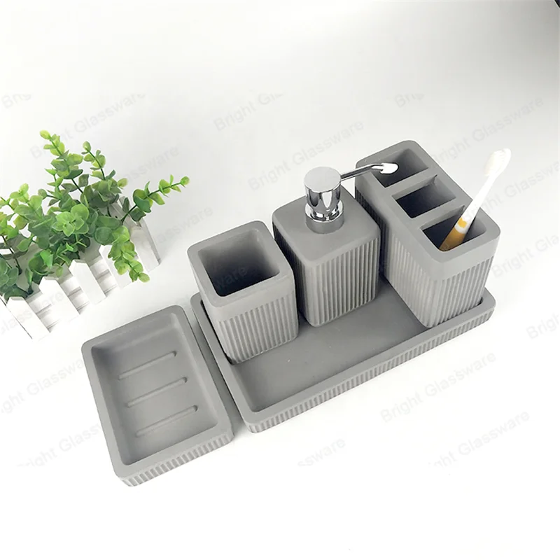New Custom square Concrete Bathroom Accessories Set