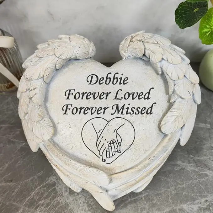 Resin Heart Shape Cemetery Stones Grave Memorial Stones